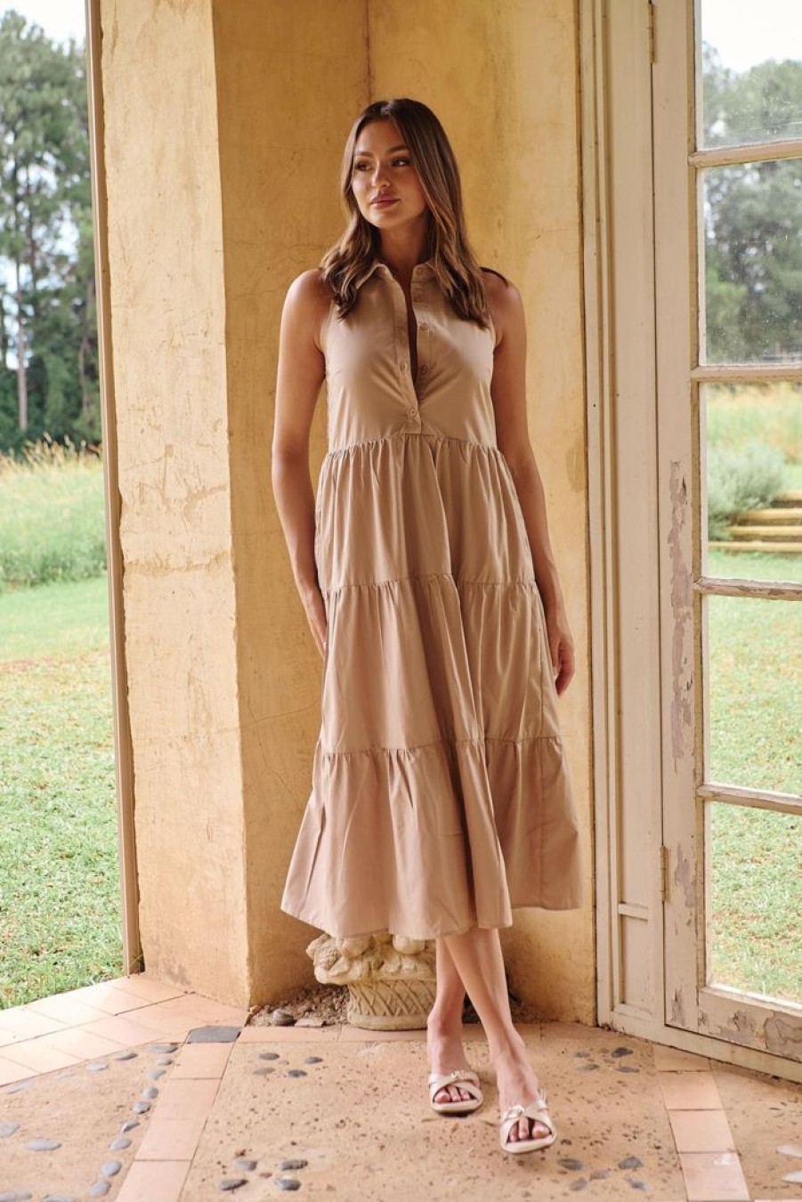 Clothing Madison The Label Day Dresses | Kimbramaxi Dress Beige