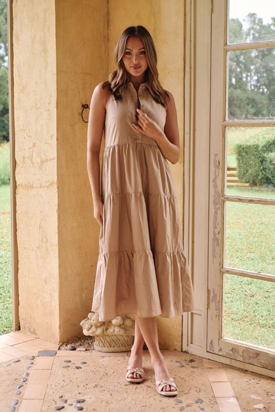 Clothing Madison The Label Day Dresses | Kimbramaxi Dress Beige