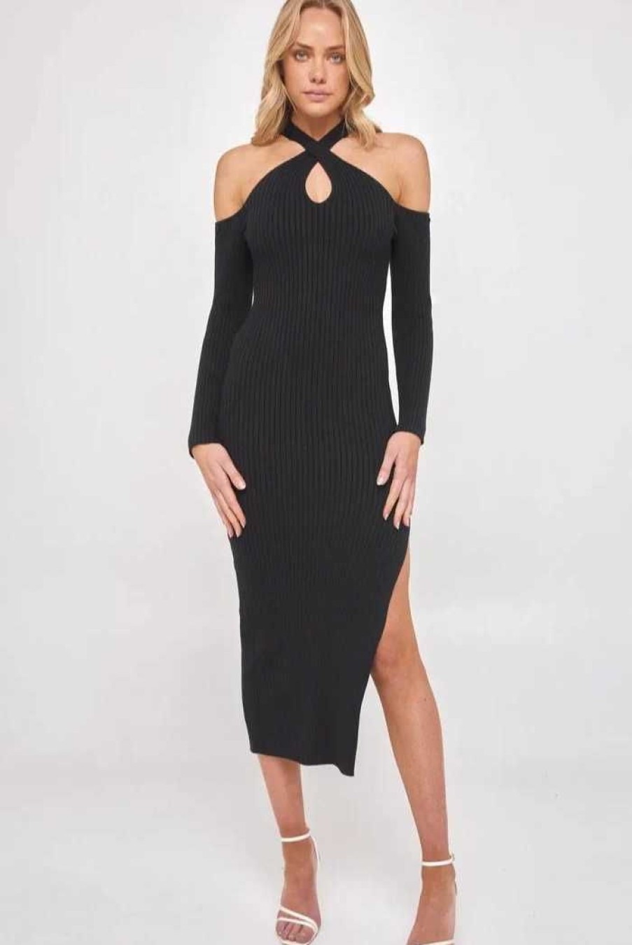 Clothing WINNIE & CO Day Dresses | Thalia Knit Dress Black