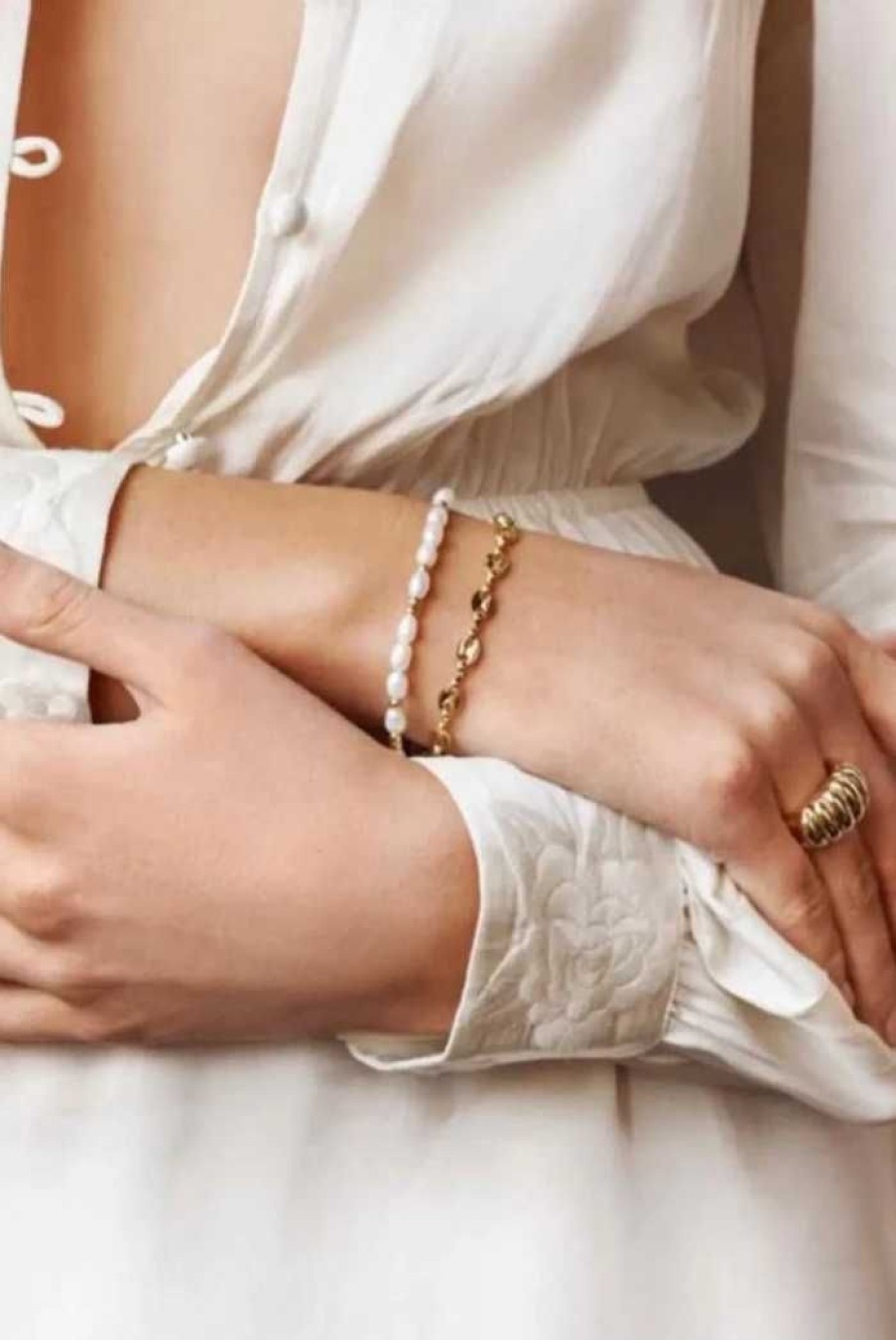 Accessories LUSTRE & SAGE 18K Gold Plated | Eliel Gold Plated Bracelet White