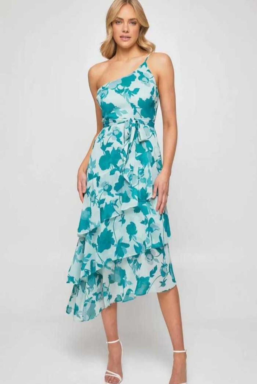 Clothing STYLE STATE One Shoulder Dresses | Carla Midi Dress Green Floral