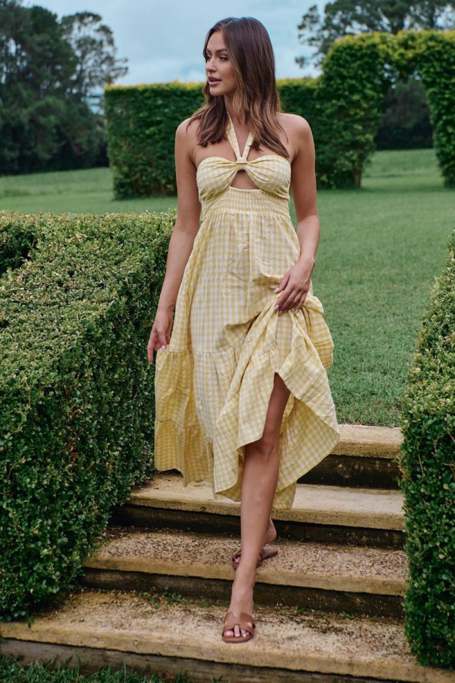 Clothing EXLUSIVE Day Dresses | Vintage Life Maxi Dress | Gingham Yellow