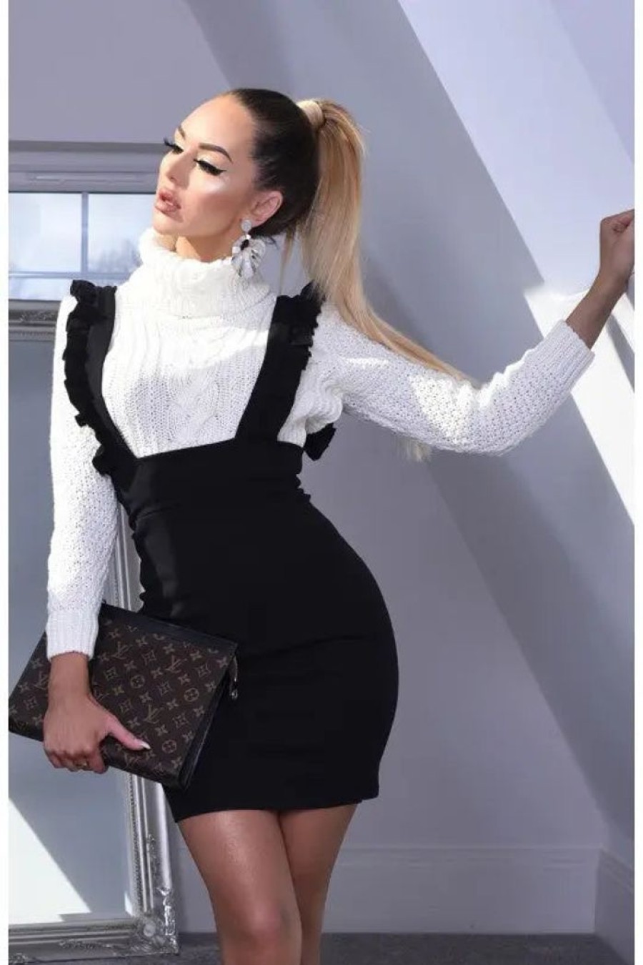 Clothing PARISIAN Sale Dresses | Megan Mckenna Celebrity Inspired Pinafore Black