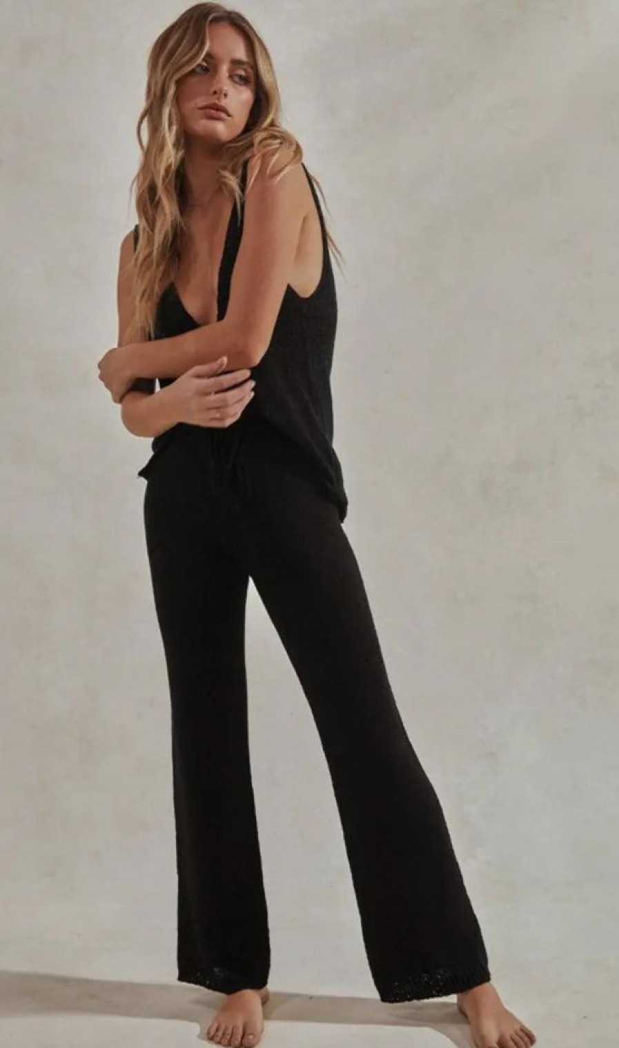 Clothing SNDYS | Celeste Tank Top + Long Pants Set Black