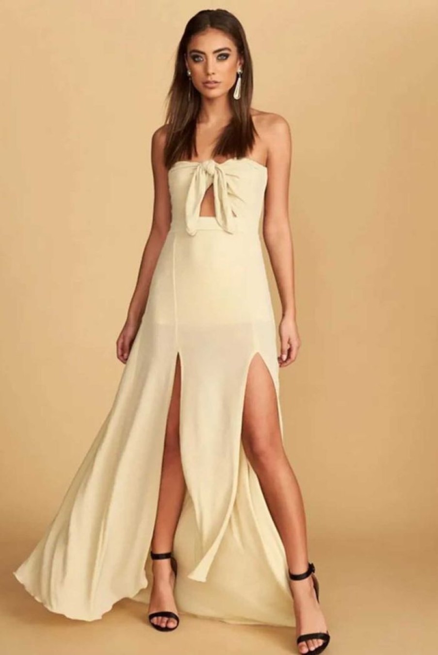 Clothing LIONESS Sale Dresses | The Adrianne Strapless Maxi Dress Champagne