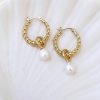 Accessories LUSTRE & SAGE 18K Gold Plated | Twist Pearl Drop Earrings | Gold Plated