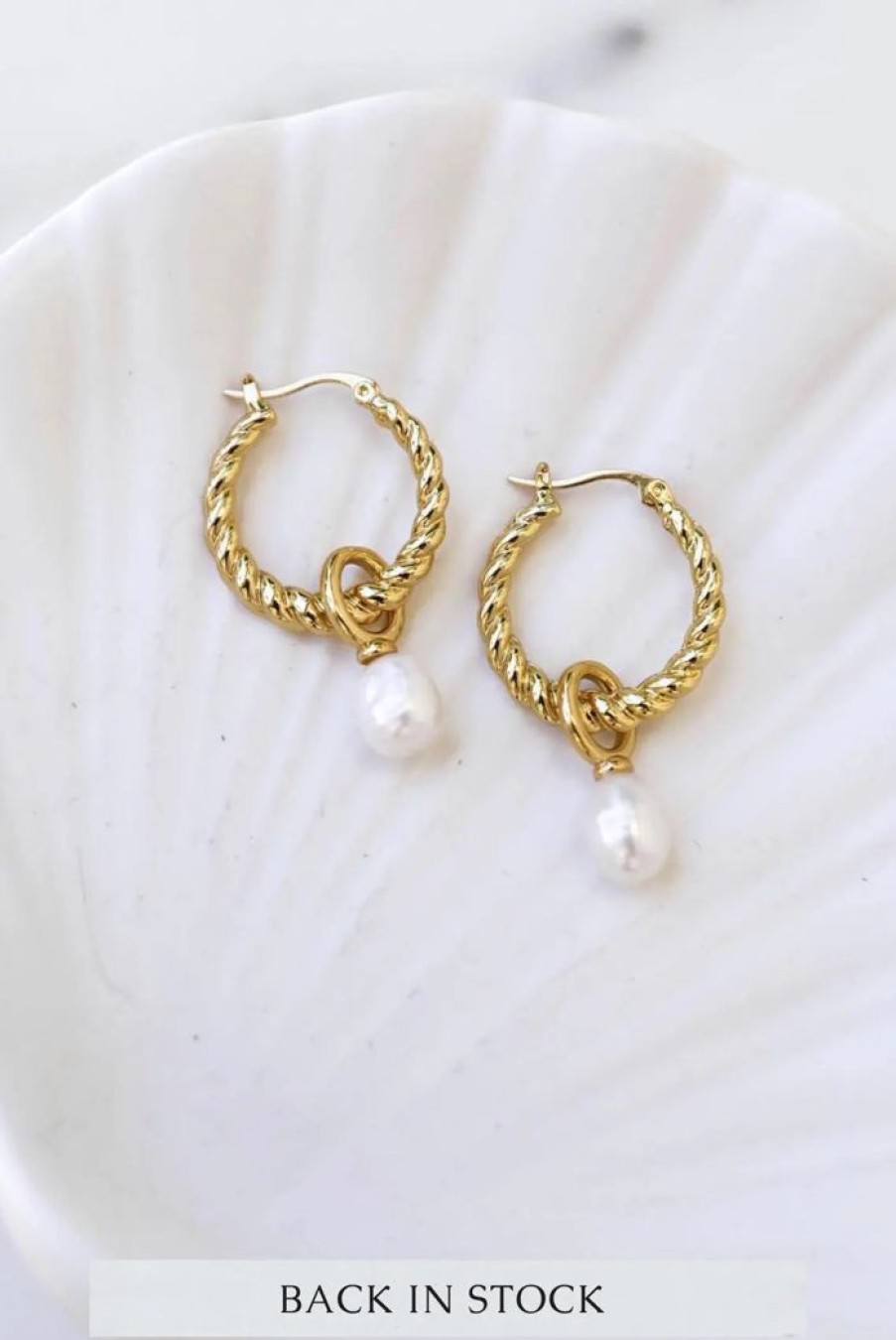 Accessories LUSTRE & SAGE 18K Gold Plated | Twist Pearl Drop Earrings | Gold Plated