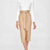 Clothing STYLE STATE Skirts | Thalia Faux Leather Paperbag Midi Skirt Camel