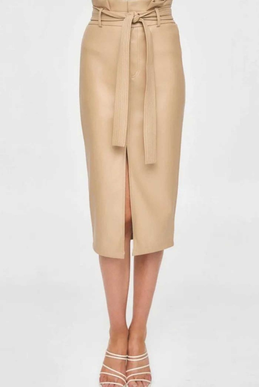 Clothing STYLE STATE Skirts | Thalia Faux Leather Paperbag Midi Skirt Camel