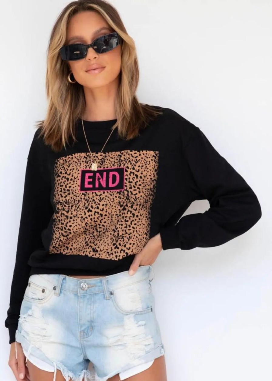 Clothing PAPER HEART Other | End Leopard Sweater Black