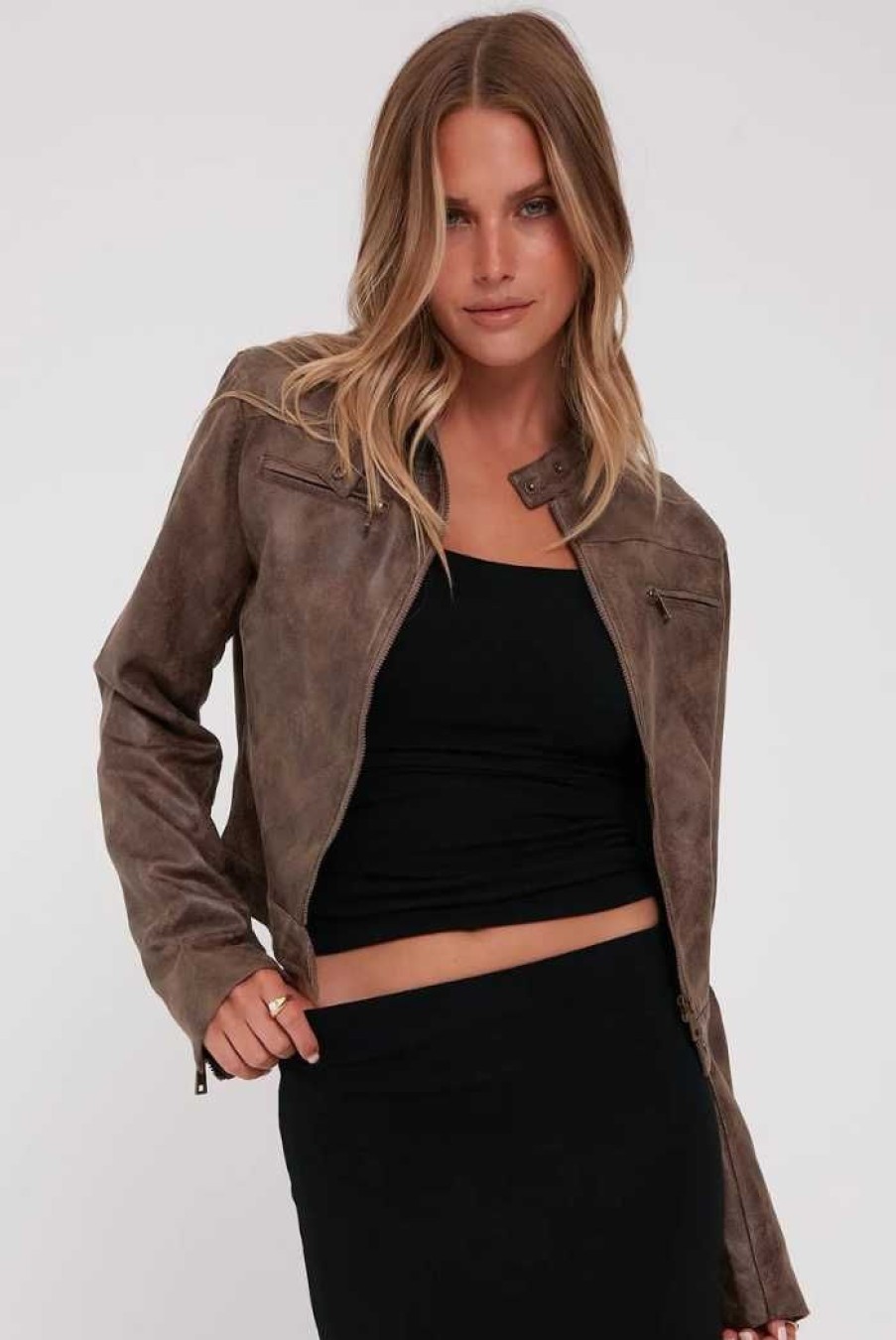 Clothing LIONESS Other | Bella Moto Jacket Chocolate