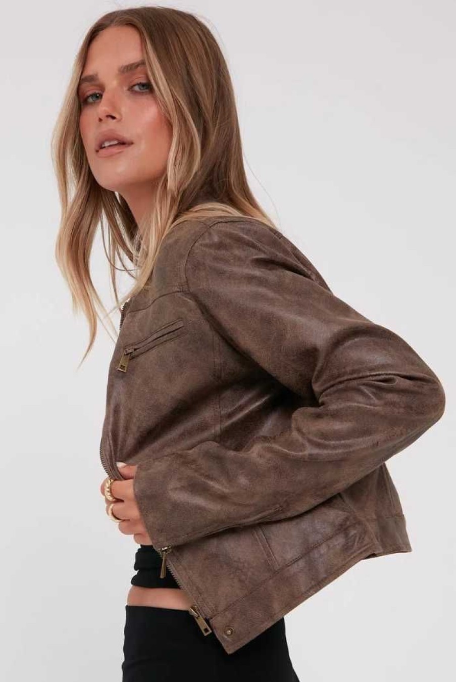 Clothing LIONESS Other | Bella Moto Jacket Chocolate