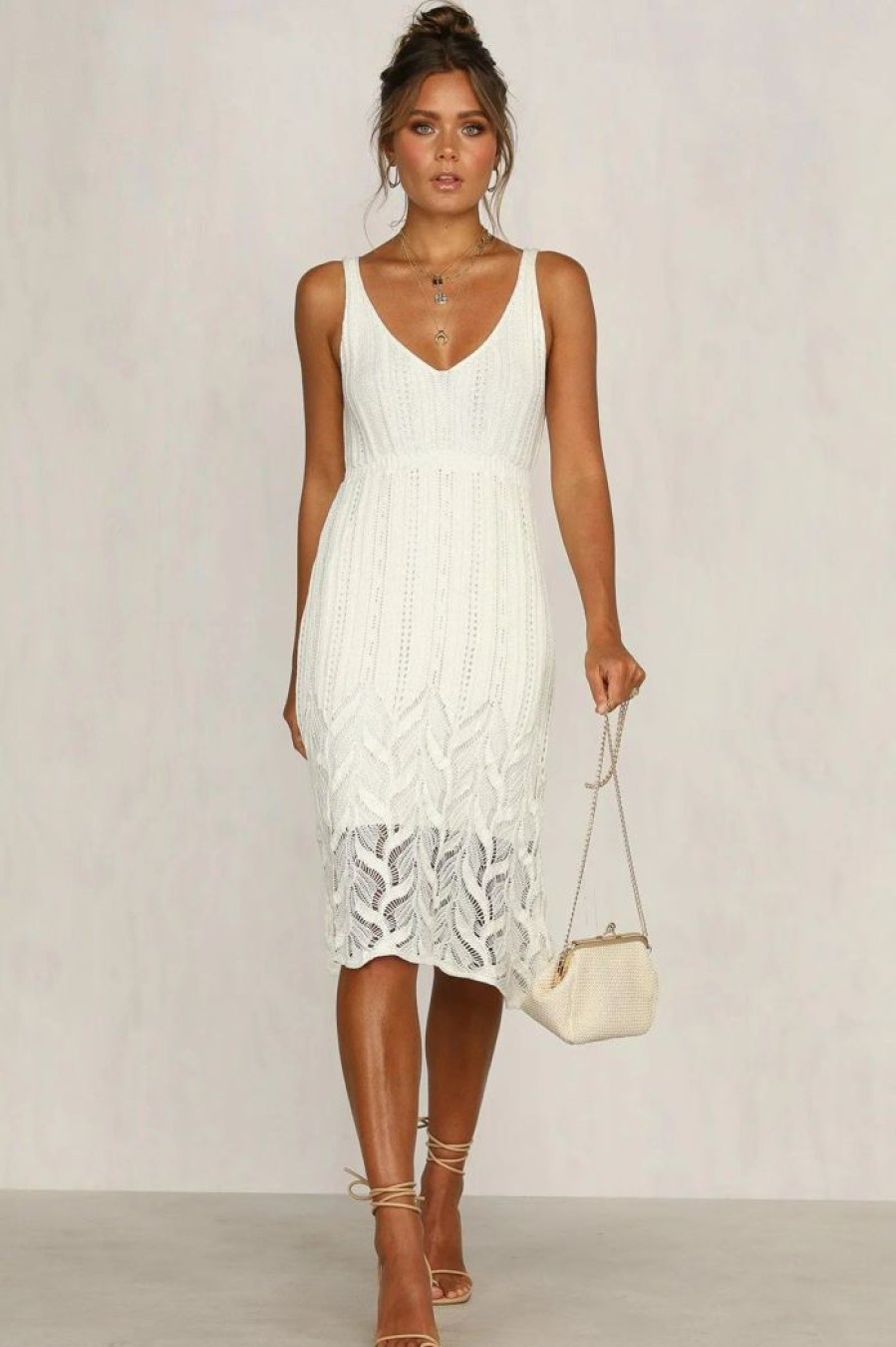 Clothing PAPER HEART Day Dresses | Heavenly Send Knit Dress White