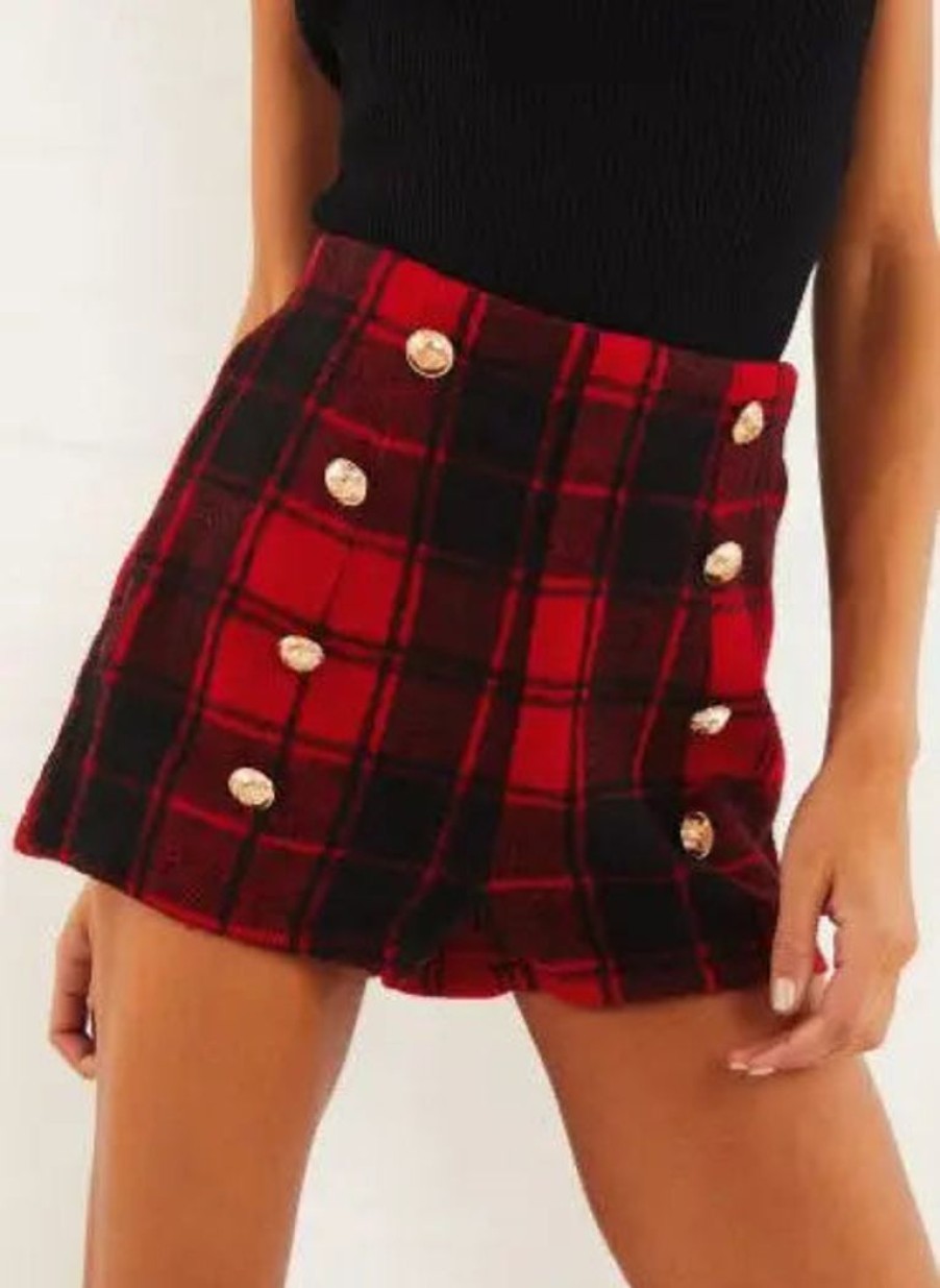 Clothing LIONESS Other | Lioness Mayfair Short Red Tartan