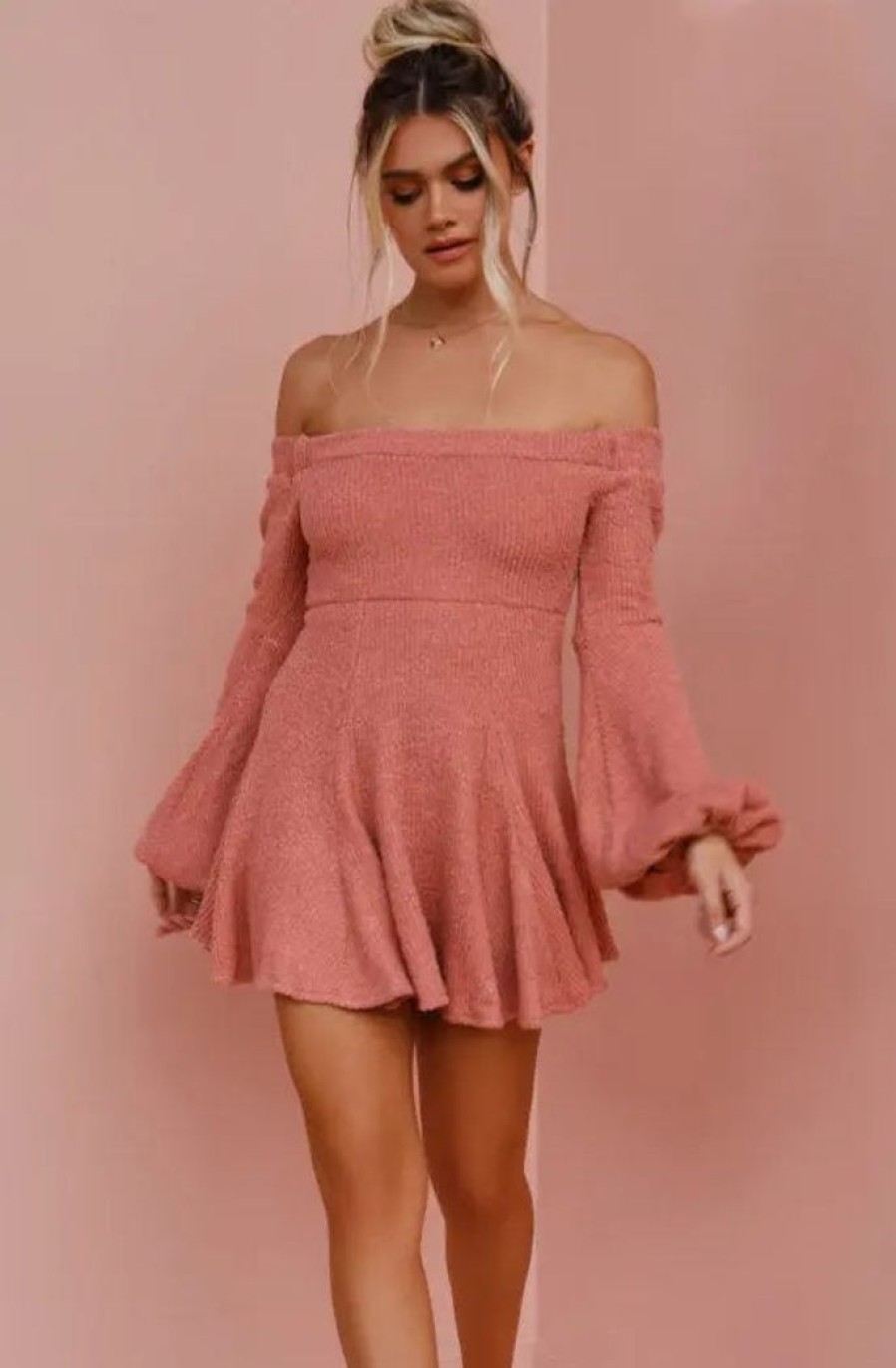 Clothing Exclusive Winter Dresses | Fay Knit Dress | Rose 100% Acrylic