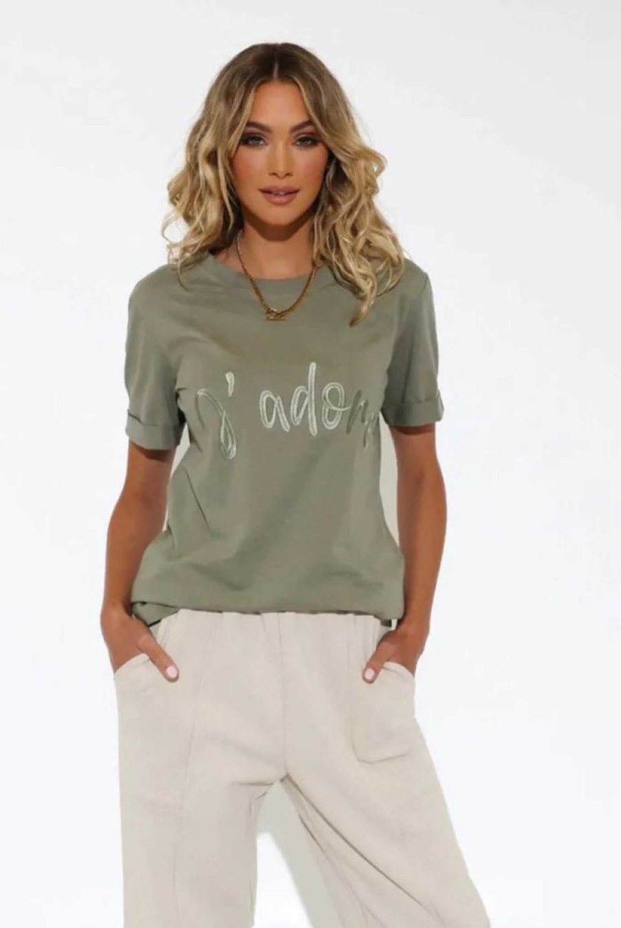 Clothing MADISON THE LABEL Other | J'Adore Tee | Khaki Chaki