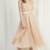 Clothing BSB Wedding Guest Dresses | April Midi Dress Polka Dot With Belt | Nude