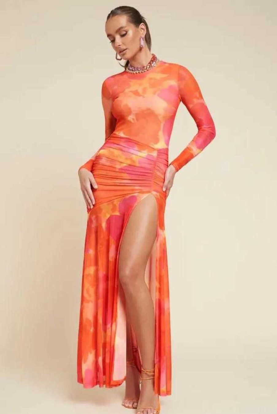 Clothing RUNAWAY THE LABEL Sale Dresses | Gala Maxi Dress Orange Floral