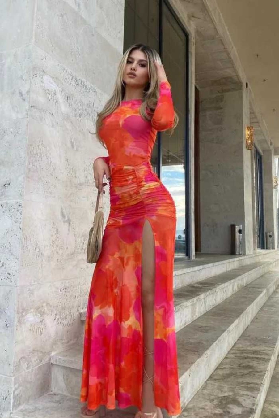 Clothing RUNAWAY THE LABEL Sale Dresses | Gala Maxi Dress Orange Floral