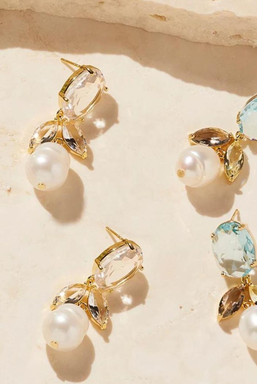 Accessories JOLIE & DEEN 18K Gold Plated | Bianca Earrings Crystal Pearl/Crystal